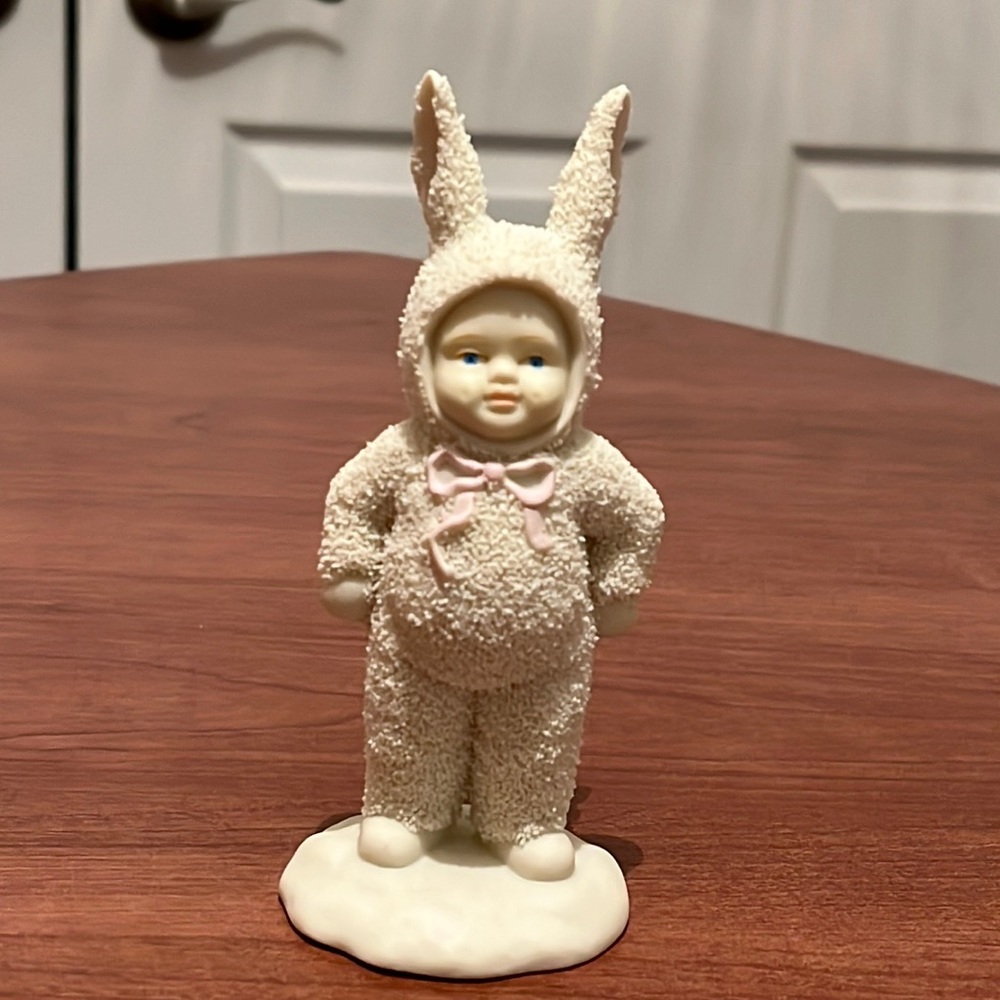 Snowbunnies bisque porcelain figurines, “Iv’e Got A Surprise”
